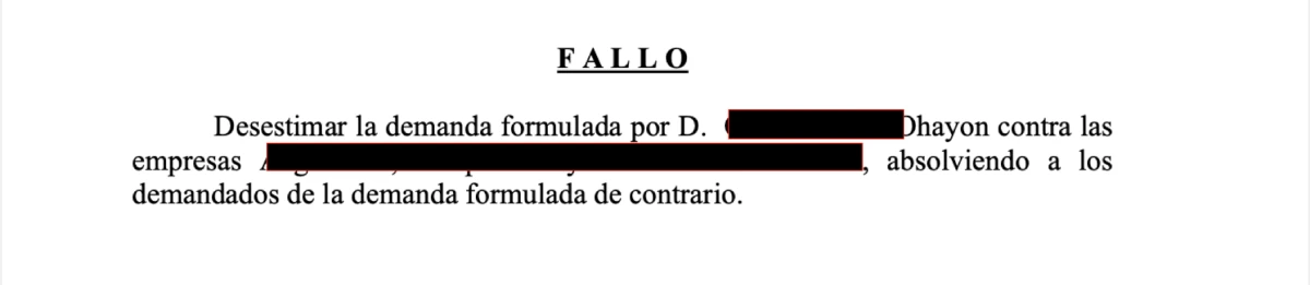 fallo desestimacion demanda de despido