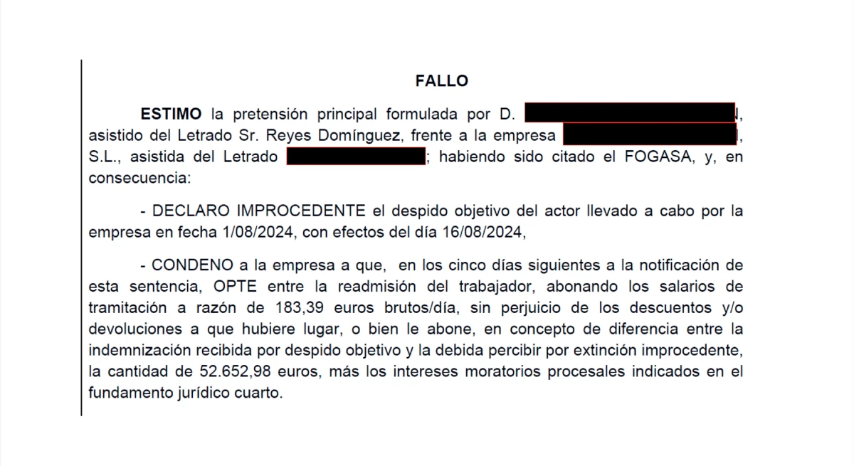 fallo despido objetivo improcedente